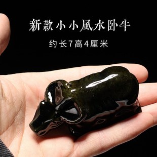 黄色陶瓷卧牛厨房厕所摆件化解卫生间在正北西北角下水道水牛补角