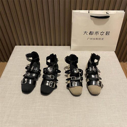度假风平底玛丽珍鞋谬式拉链镂空鞋小众单M鞋皮带扣英伦百搭平底