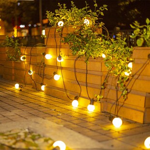 g50灯串户外防水工程灯串暖光圆球泡室外花园露台装 饰灯景观吊灯