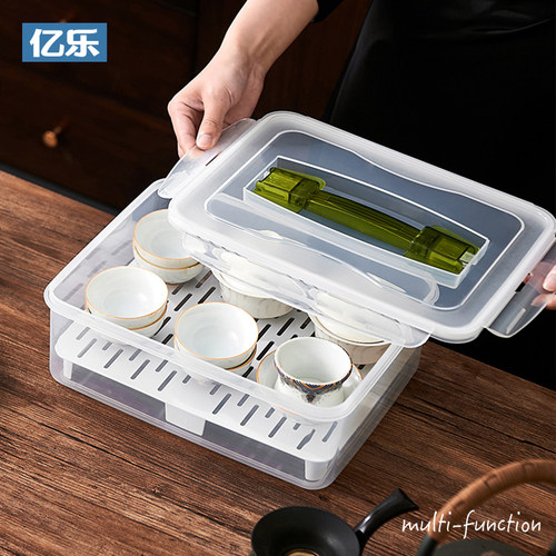 茶具收纳盒家用带盖透明防尘沥水杯架茶K几桌面盖碗功夫茶壶整理