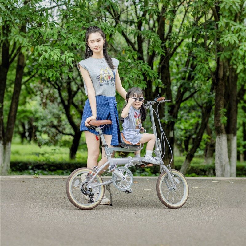 折叠自行车亲子车超轻母子车带小孩带娃溜娃儿童T座椅可载兜风子