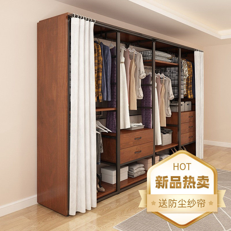 步入式衣帽间架子组装钢木金属衣柜框架卧室铁艺衣帽间落地挂衣架,住宅家具,衣帽架,淘宝优惠券,粉丝福利购,淘宝优惠卷