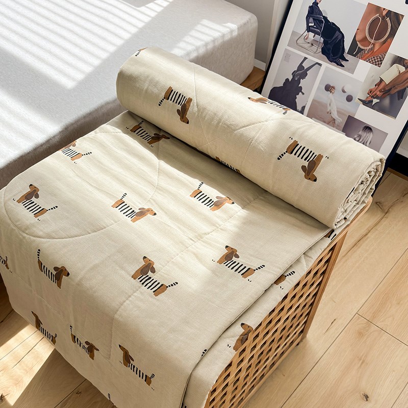 全棉双层纱修修狗夏凉被薄被子被芯学生宿舍空调被夏被四件套