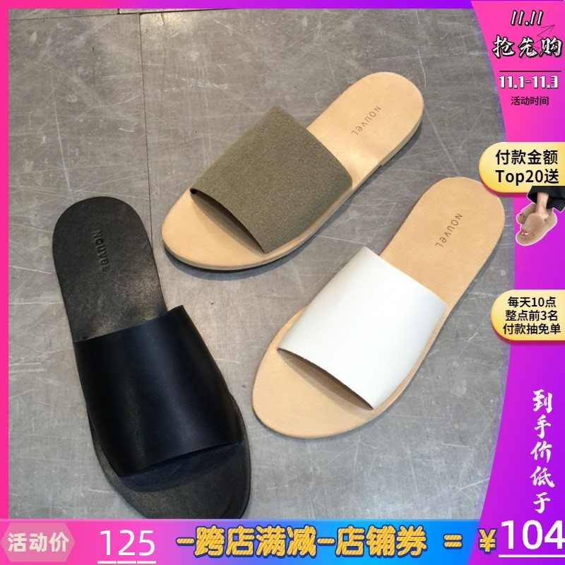 韩国东大门女鞋21夏季新款韩版简约G一字露趾平底外穿凉拖女拖鞋