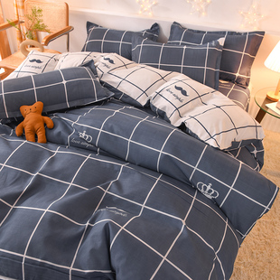 水洗棉床上用品四件套床单被套冬季 网红款 单人学生宿舍被子三件套