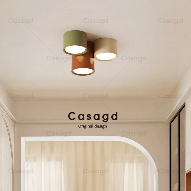 明装筒灯卧室房间书房LED天花灯客厅灯吸顶灯彩色儿童房射灯casa