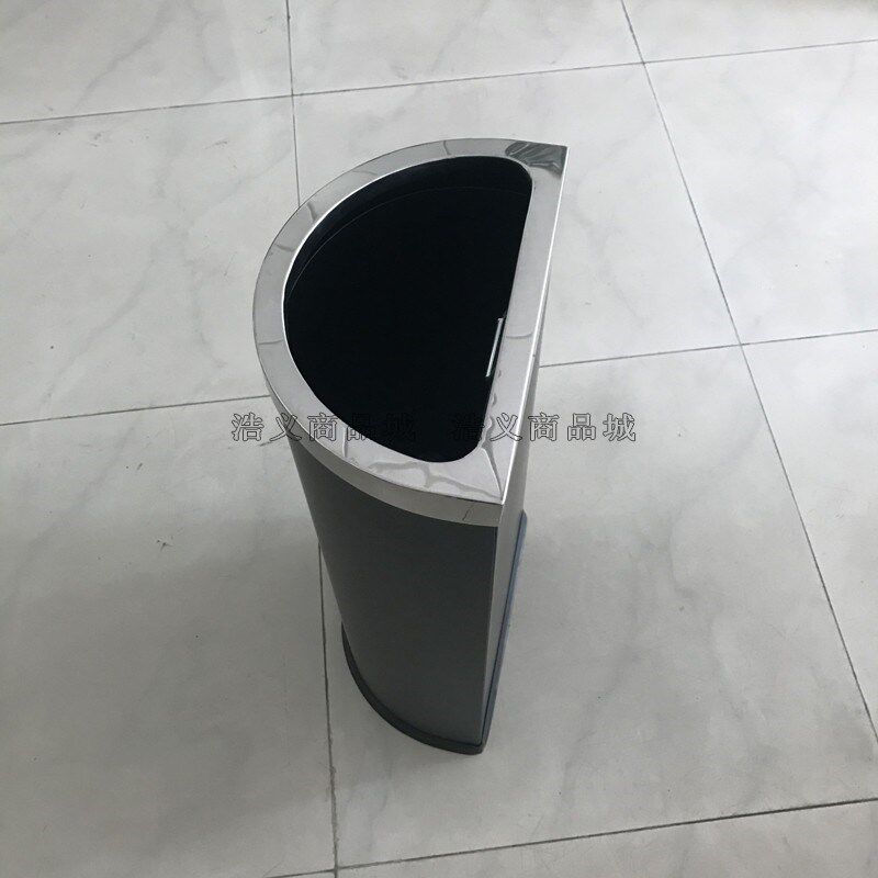 半圆垃圾桶不锈钢贴墙果皮筒酒店立式直投靠墙餐厅公司卫生间纸篓