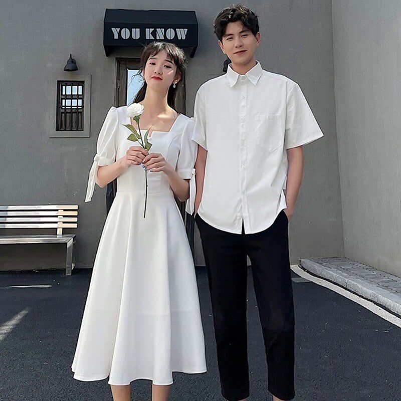 情侣装夏季一裙一衣白色衬衫正式订婚宴结婚登记照设计感高级套装