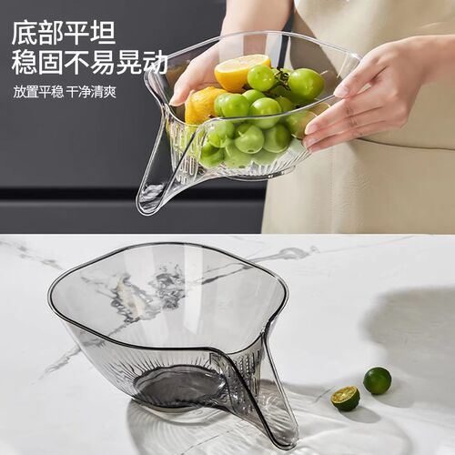 【下单立减50】多功能沥水篮洗米筛果蔬收纳篮洗水果厨房沥水盆-C
