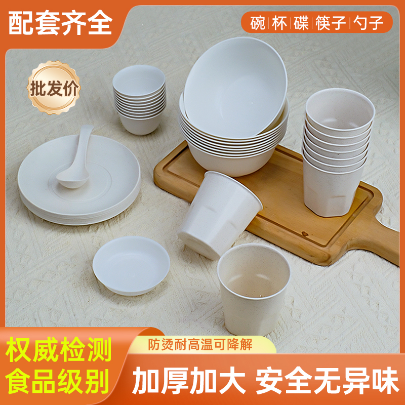 稻壳一次性碗食品级家用饭碗套装