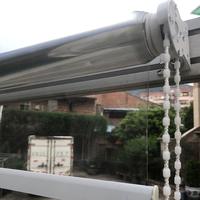 高透明卷帘防水防尘阳台挡雨手动拉珠冷气隔断大排档凉亭遮雨PVC