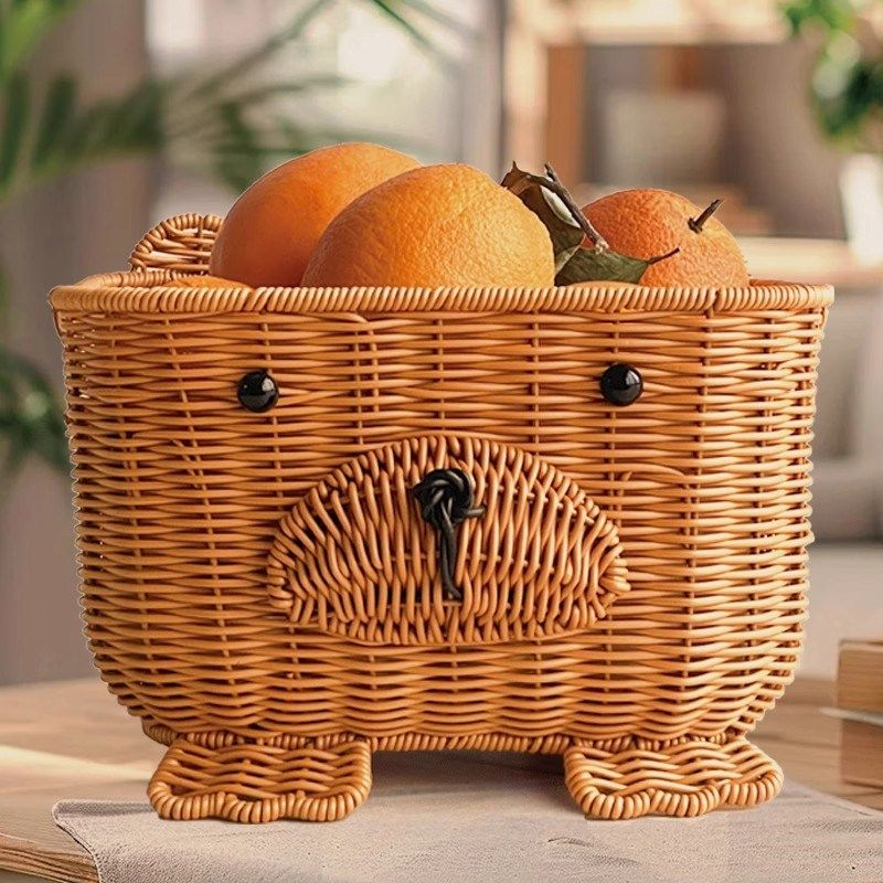 手工仿藤编织收纳篮水果盘厨房桌面置物篮零食蔬菜篮圆形大脚丫篮,收纳整理,其他收纳篮,淘宝优惠券,粉丝福利购,淘宝优惠卷
