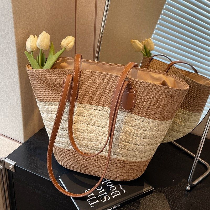 草编包包女大容量2024新款海边度假沙滩编织包爆款单肩托特水桶包,箱包皮具/热销女包/男包,通用款女包,淘宝优惠券,粉丝福利购,淘宝优惠卷