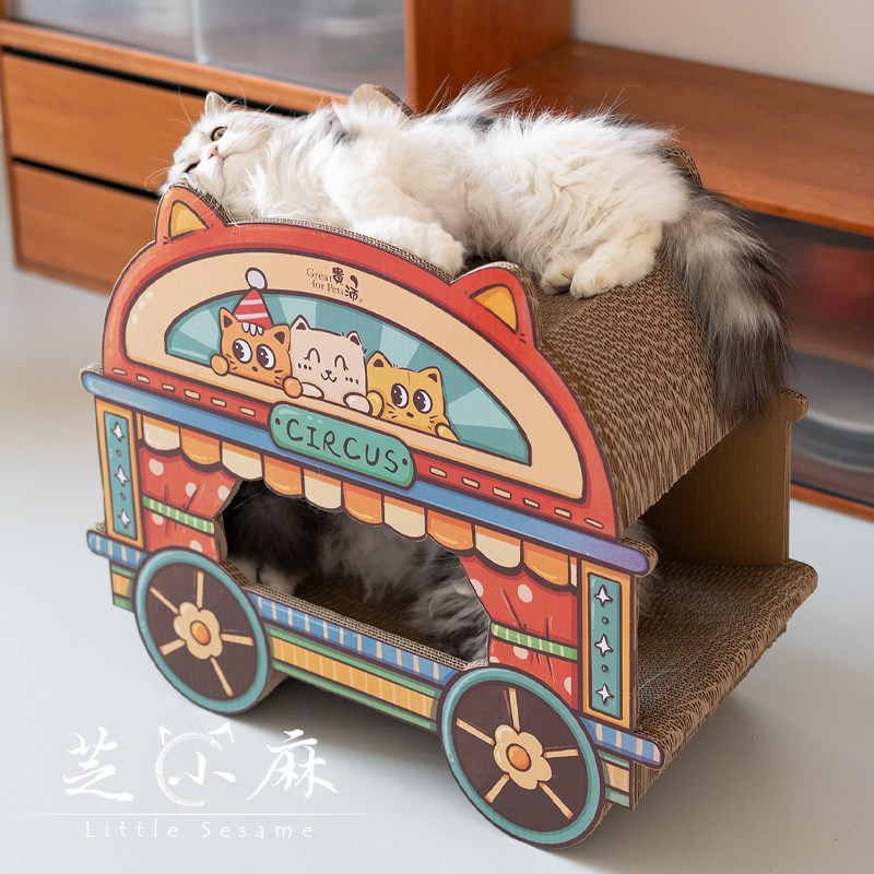 芝小麻欢乐多马戏团猫抓板u磨爪瓦楞纸猫玩具保护沙发防猫抓猫爪