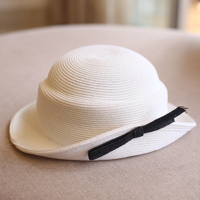 草编翻边草帽褶皱太阳帽时尚女夏天帽遮阳防晒盆帽百搭出游逛街潮