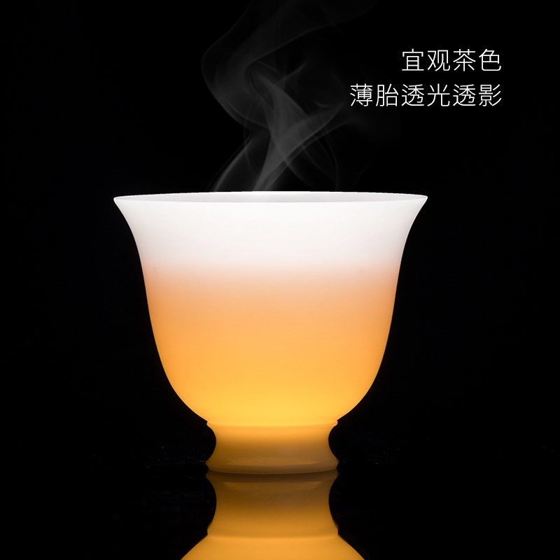 妙莲天香 超薄胎冰种玉瓷薄云远志铃铛杯陶瓷茶杯品茗杯