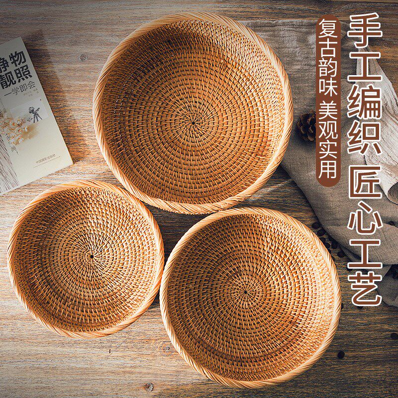 藤编收纳筐果篮家用馒头筐竹编包筐馍筐野餐篮筐手编篮子欧式田园