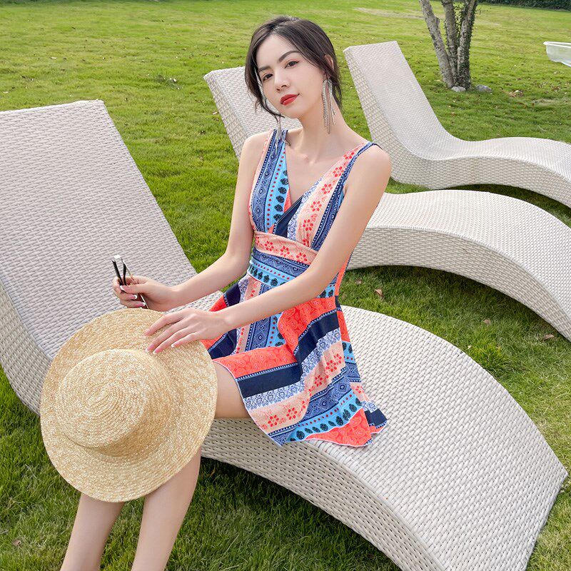 泳装女连体平角钢托小胸聚拢遮肚显瘦妈妈款大码胖mm泡Z温泉游泳