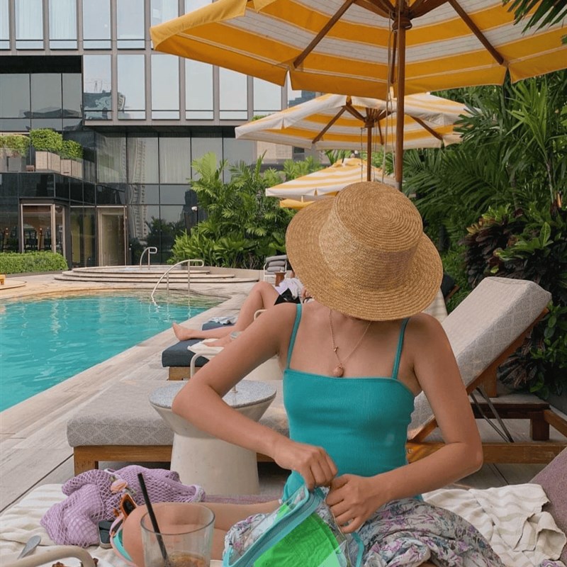 5cm小帽檐麦秆草编草帽女夏季三亚云南度假出片百搭平顶Y礼帽潮in