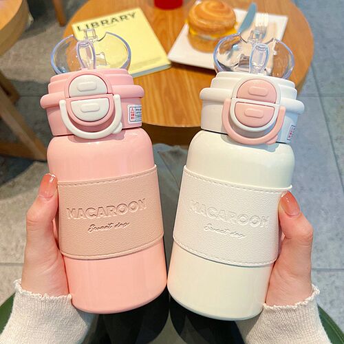 2024新款简约双饮保温吸管杯女生高颜值学生水杯便V携小巧随手杯