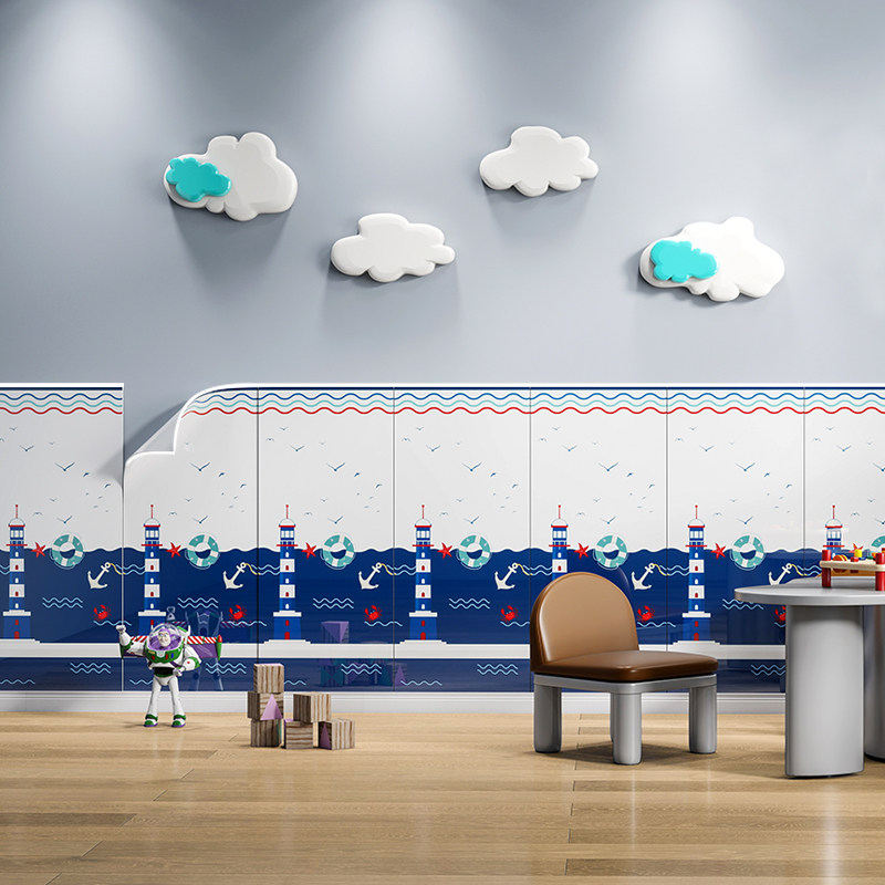 幼儿园教室走廊墙裙自粘防护墙铝塑板仿瓷砖壁纸儿童防撞墙围墙纸,家居饰品,软装墙贴,淘宝优惠券,粉丝福利购,淘宝优惠卷