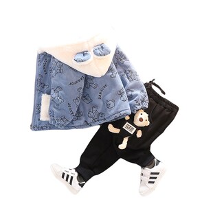 宝宝冬装套装2024新款男童加绒加厚两件套冬季婴幼儿童棉衣洋气潮