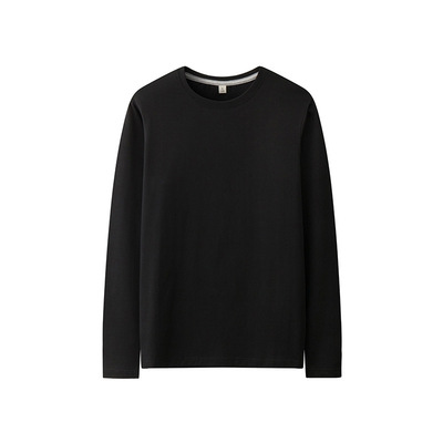 基本款T恤 春秋新款200g 21支长袖t恤纯色百搭圆领男女打底衫