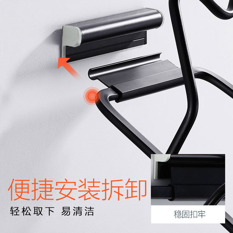 免打孔厨房壁挂式锅盖架砧板家用壁挂黑色收纳架挂式放锅盖的架子