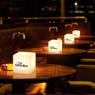 酒吧桌灯LOGO定制方块台灯餐厅清吧氛围桌号台灯立方体号码小夜灯