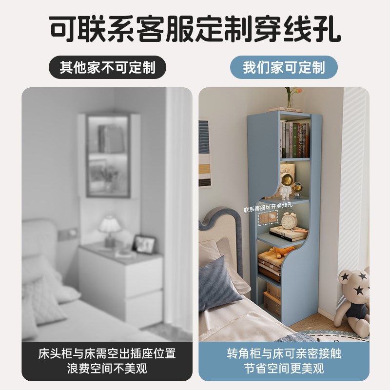 儿童书柜家用落地置物柜客厅收纳储物柜小户型卧室床头柜角柜定制