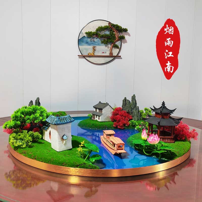 酒店大圆桌装饰花餐厅餐桌转盘中间摆花饭店饭桌摆台花艺定制桌芯