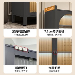 家用阳台收纳柜钢制储物柜一体靠墙多层带门防尘置物柜杂物置物架