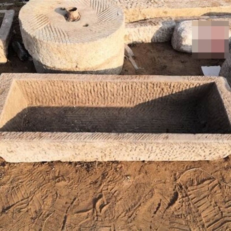 农耕老石器循环水组件猪石槽长石槽养鱼养花石盆青石槽大理石槽子