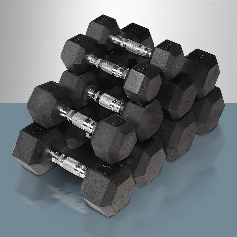 哑铃男士健身器材家用六角实心全钢包胶铸铁儿童女士杠铃套装