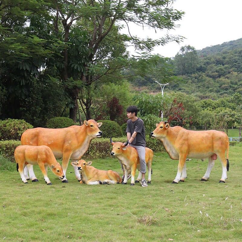 户外真黄牛雕塑农场牛肉店农耕装饰摆件玻璃钢大型写实动物模型