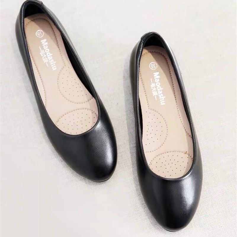 工作鞋女黑色工鞋上班礼仪空t姐圆头职业F皮鞋细跟3cm高跟鞋5cm空