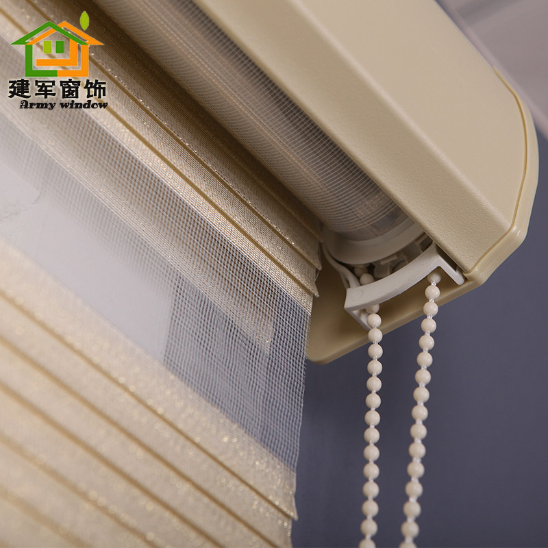 金丝八折柔纱帘i双层遮光百叶窗帘卷帘遮光办公室客厅卧室升降窗
