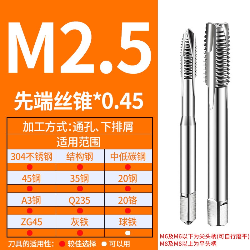 含钴机用丝锥镀高硬度丝攻钛螺旋先端丝锥不锈钢专用攻丝新款