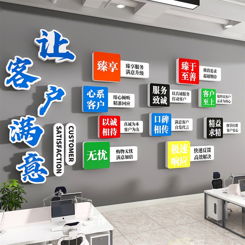 公司进门Logo墙装饰画企业文化墙办公室氛围布置挂画励志标语贴纸