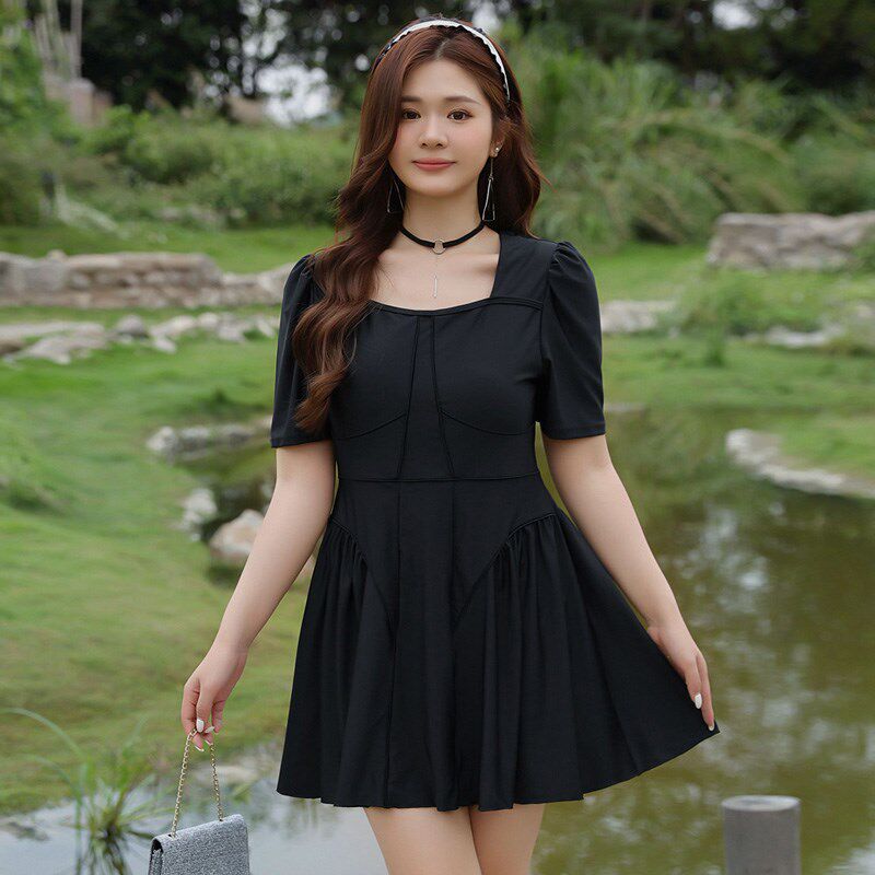 新款大码泳衣女胖mm200斤裙式分体平角裤遮肚显瘦W保守泡温泉泳装