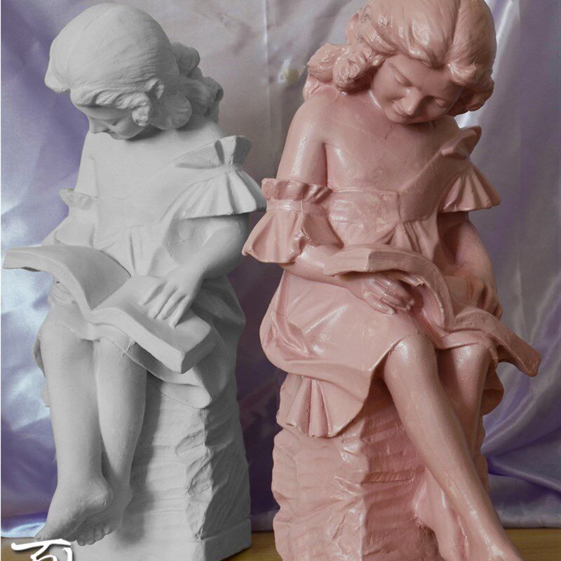 看书女孩石膏像美术绘画素描摆件石膏雕塑人像可染色 摄影摆件