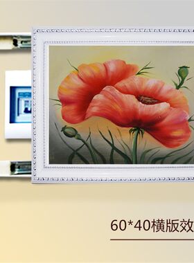 欧式客厅遮挡电表箱装饰画可推拉强配电箱餐厅有框挂画田园壁画