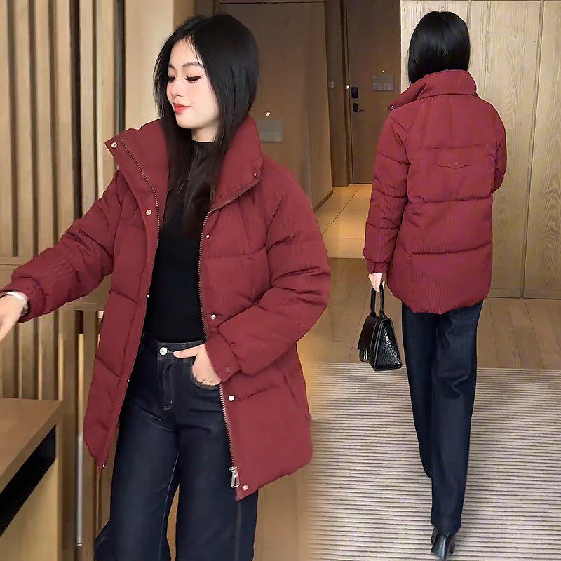 中长款羽绒棉服h女冬天2025新款韩版时尚洋气宽松加厚保暖棉衣棉