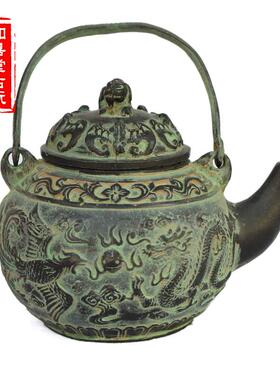 特色工艺装饰礼品办n公家居用品精致纯铜水壶摆件仿古件大号茶壶