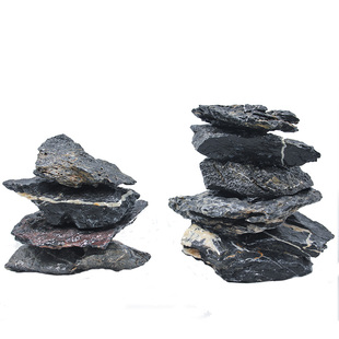 酸洗青龙石片石小块三湖慈鲷造景石天然叠石晒台洞穴鱼缸造景成品