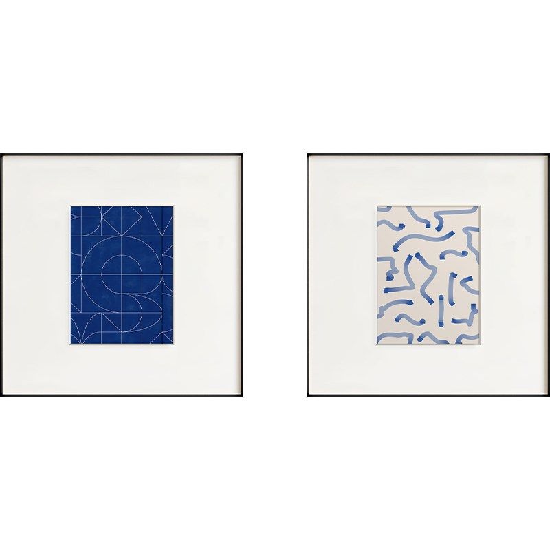 深邃的蓝 现代简约客厅沙发背景墙挂画蓝色抽象高级感卧室装饰画