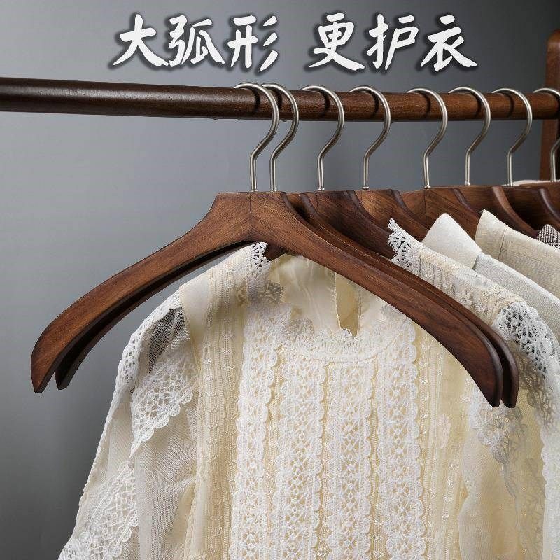 木质衣架家用挂衣实痕101E衣挂无防滑木制头木服装店衣架子衣木柜