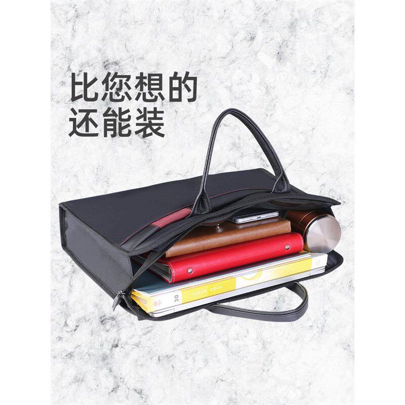 公文包男款印刷文字logo定制文件袋多层拉链防水文件袋帆布公务包