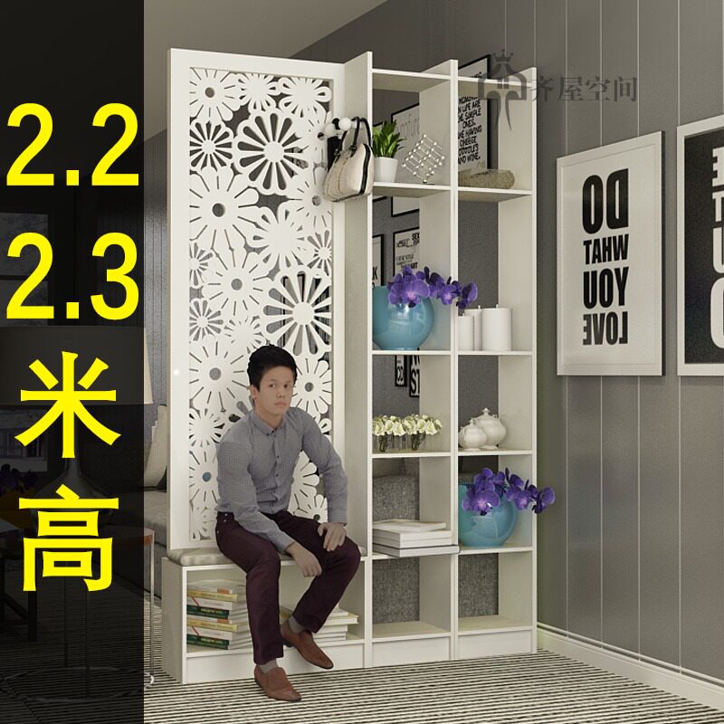 屏风隔断客厅双面装饰柜欧式简约现代可移动多功能雕Y现代简约白