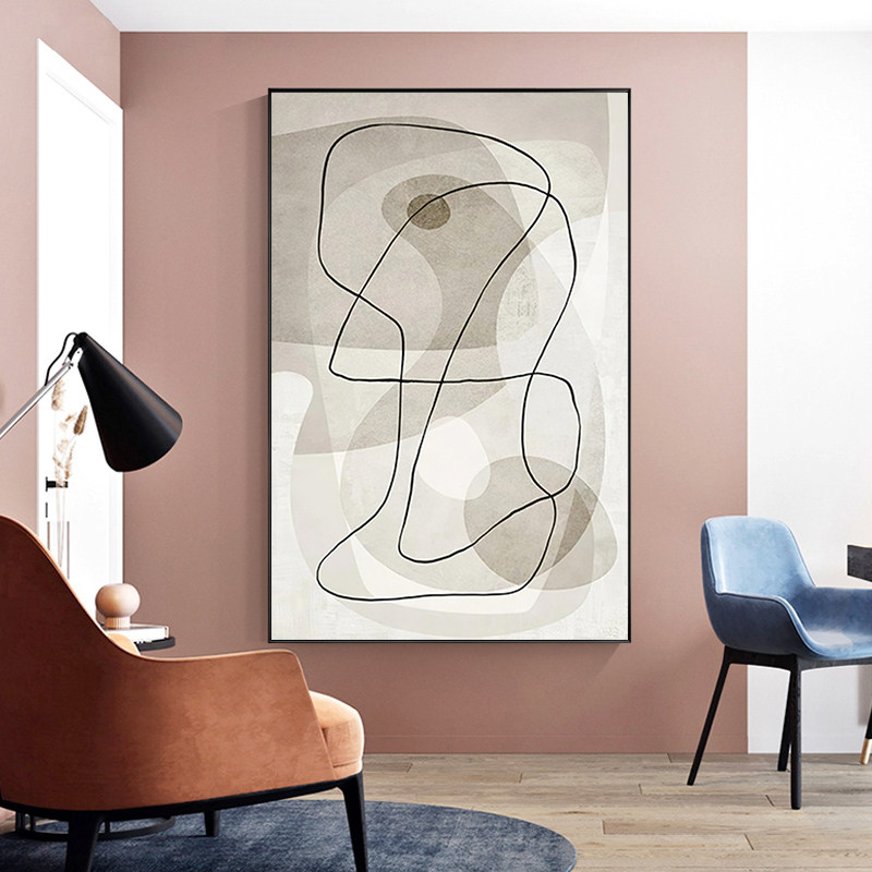 现代简约客厅餐厅玄关装饰画抽象线条沙发背景墙大幅落地竖版挂画